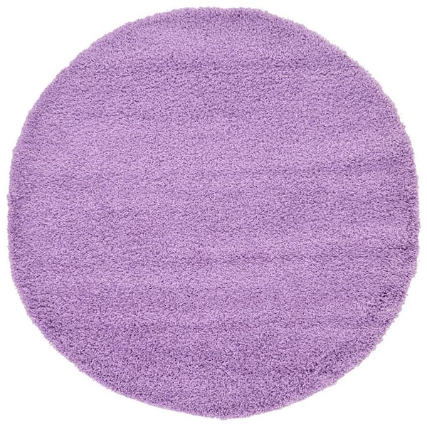 Unbranded Purple Polypropylene 6 ft. x 6 ft. Solid Color Indoor Round Area Rug