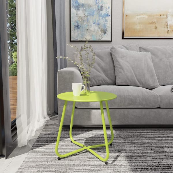 DESwan Green Steel Round Outdoor Side Table