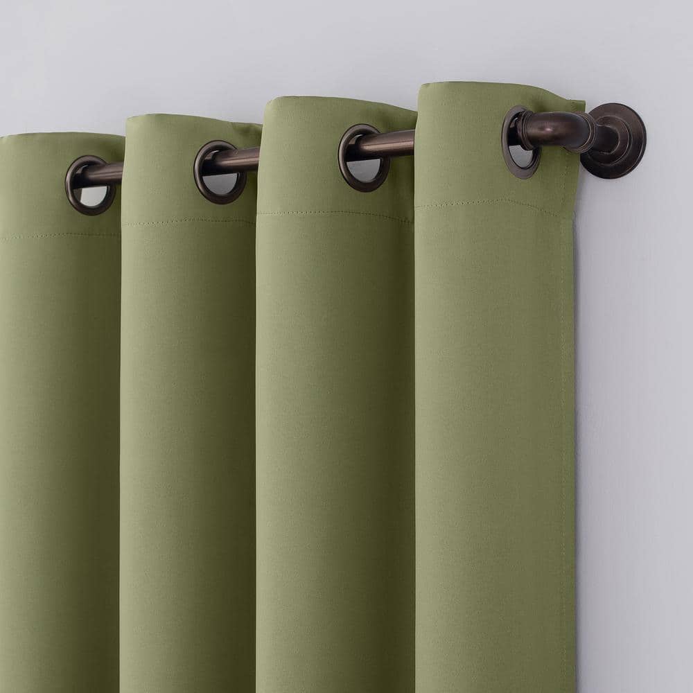 Sage Green 63" Blackout Polyester Grommet Curtain Panel