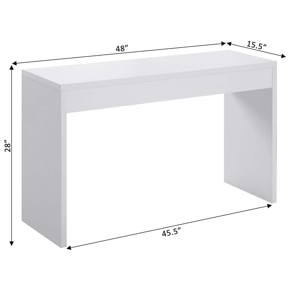 Modern White Melamine 48" Console Table with Faux Marble Finish