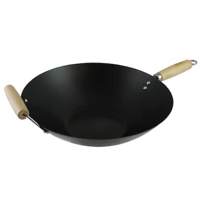 CLISPEED Camping Skillet Cast Iron Wok 9 Frying Pan Wok for Induction  Cooktop Round Egg Pan Nonstick Skillet Cast Iron Pan Barbecue Black Camping