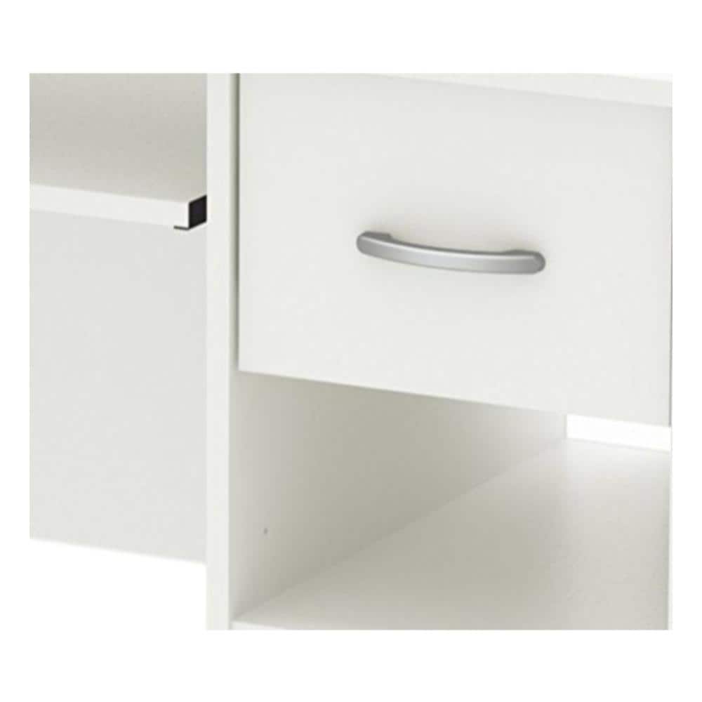 White Wood Computer Desk with Hutch and Drawer
