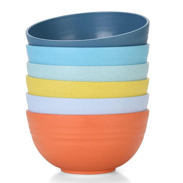 6-Piece 25 fl. oz. Straw Cereal Bowls, Microwave & Dishwasher Safe Bowls for Serving Soup, Oatmeal, Pasta and Salad