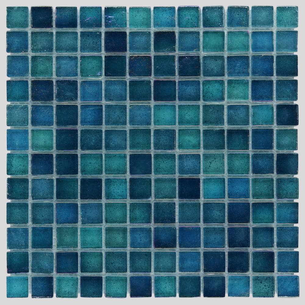 Shallows Blue Polished Glass Mosaic Wall Tile
