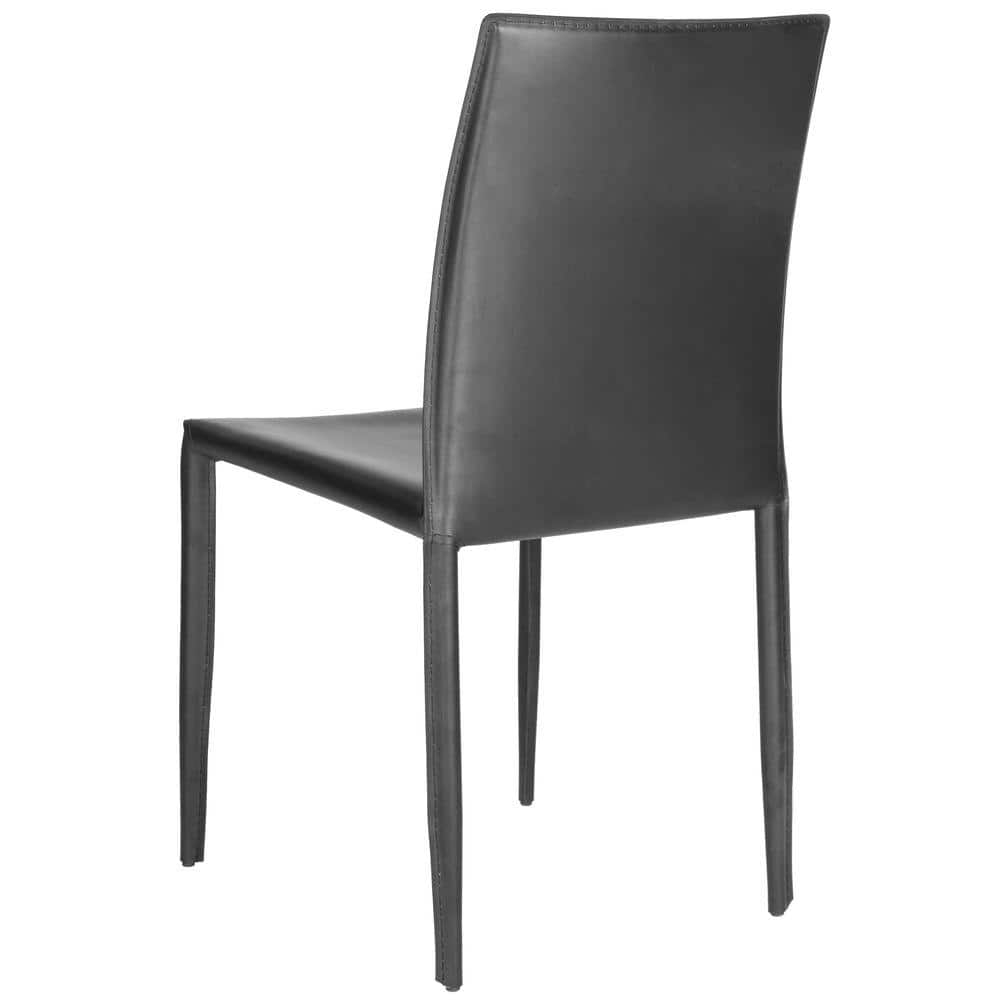 Karna Black Leather Upholstered Dining Side Chair Set