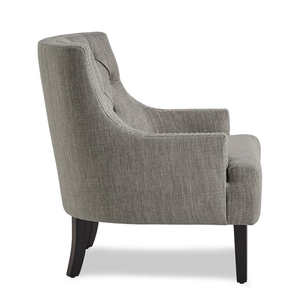 Taupe Upholstered Accent Chair with Nailhead Trim