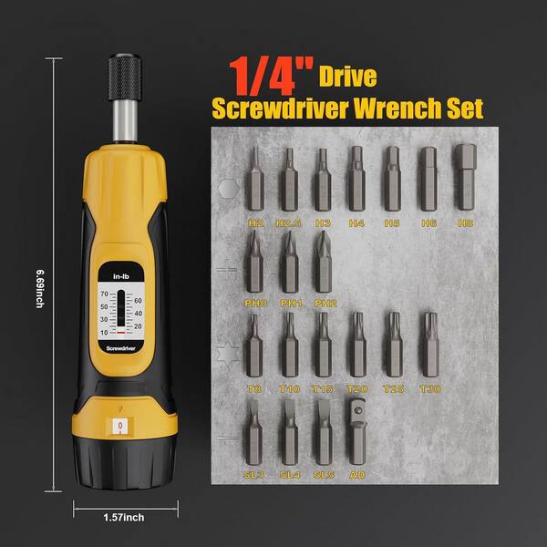 YICHUHAOXI Torque Screwdriver 1/4 in. Shank 20 Bit Black Durable