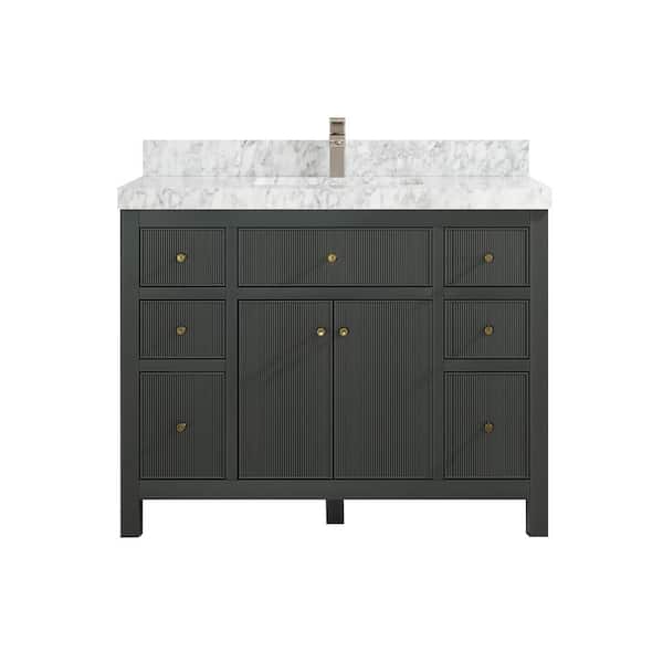 Willow Collections Sonoma 42 in. W x 22 in. D x 36 in. H Bath Vanity in Dark Green with 2 in. Carrara Marble Vanity Top