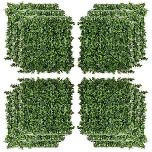 Green Potato Leaves 20 x 20 in. 12-Pieces Artificial Grass Wall Panel for Indoor/Outdoor Decor, Wall and Fence Covering