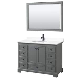 Deborah 48 in. W x 22 in. D x 35 in. H Single Bath Vanity in Dark Gray with White Cultured Marble Top and 46 in. Mirror