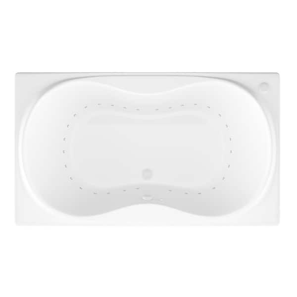 Star Series 72 in. x 36 in. Rectangular Air Bathtub with Center Drain and Aromatherapy Bubbles in Glossy Smooth White