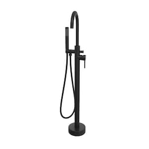 Linosa Single-Handle Freestanding Tub Faucet with Hand Shower in Matte Black