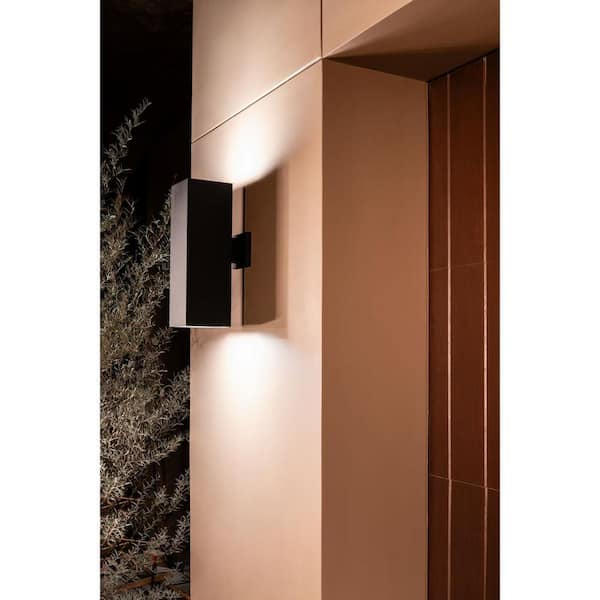 Square 6" Two-Light Black Modern Wall Lantern for Outdoor Spaces with Up-Down Light Output