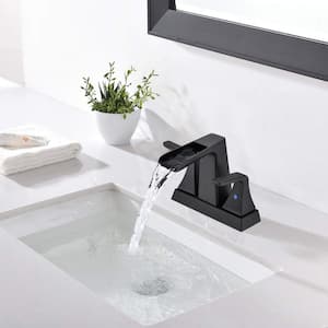4 in. Centerset 2-Handle Bathroom Faucet with Drain Kit Included in Matte Black