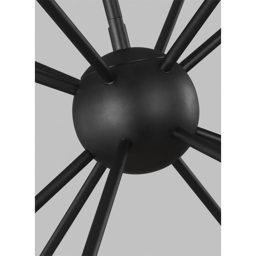Midnight Black 12-Light Sputnik Chandelier with Clear Silver Wire