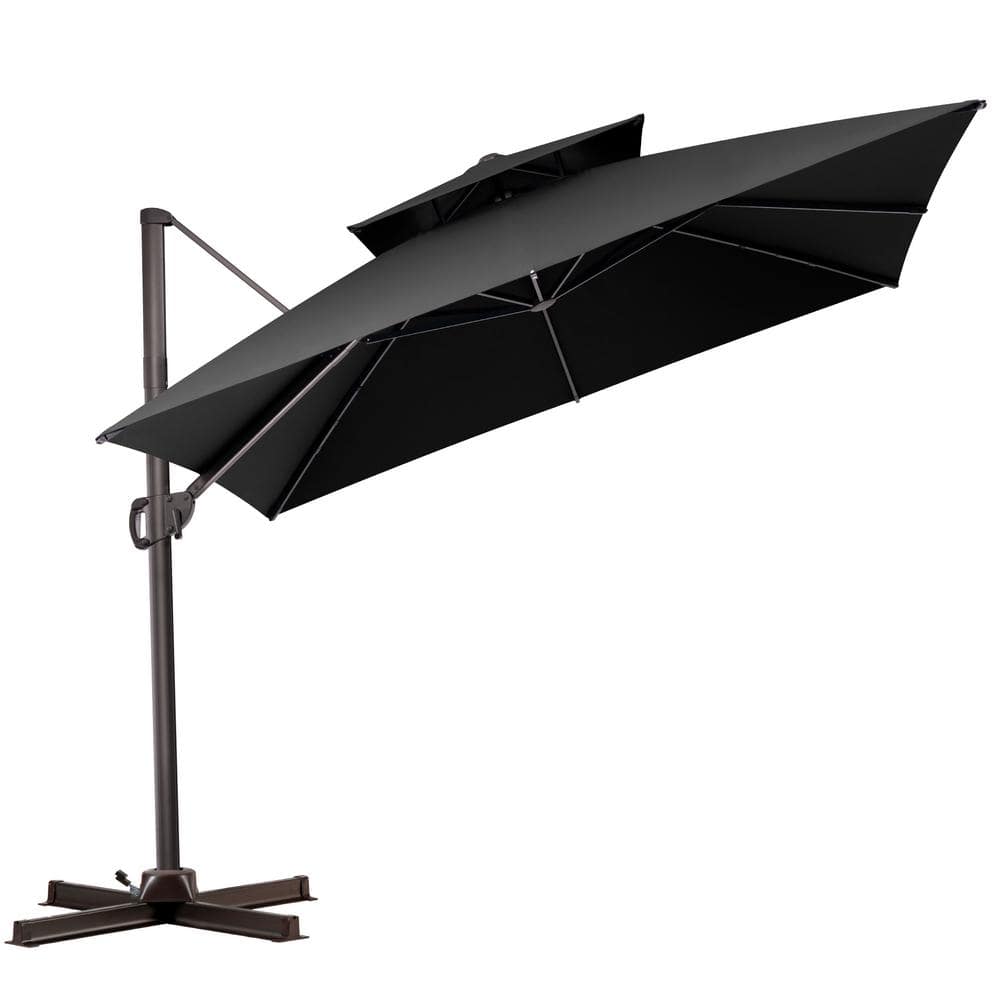 Black Heavy-Duty 10 ft Square Cantilever Patio Umbrella