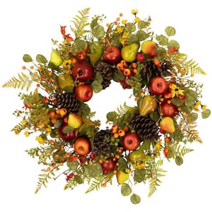 Apples and Pears Artificial Fall Harvest Wreath - 26 in. - Unlit