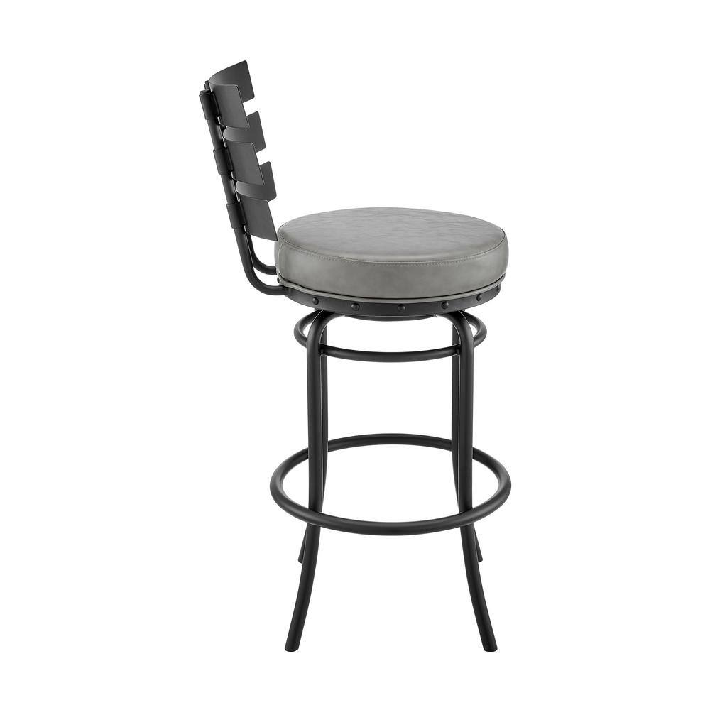 Modern Charm 42" Adjustable Swivel Bar Stool in Gray Faux Leather and Metal