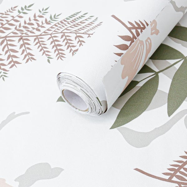 Peel and Stick Wallpaper Leaf Contact Paper Vinyl Decorative Wallpaper Roll for Wall 17.32 in. x 16.40 ft.