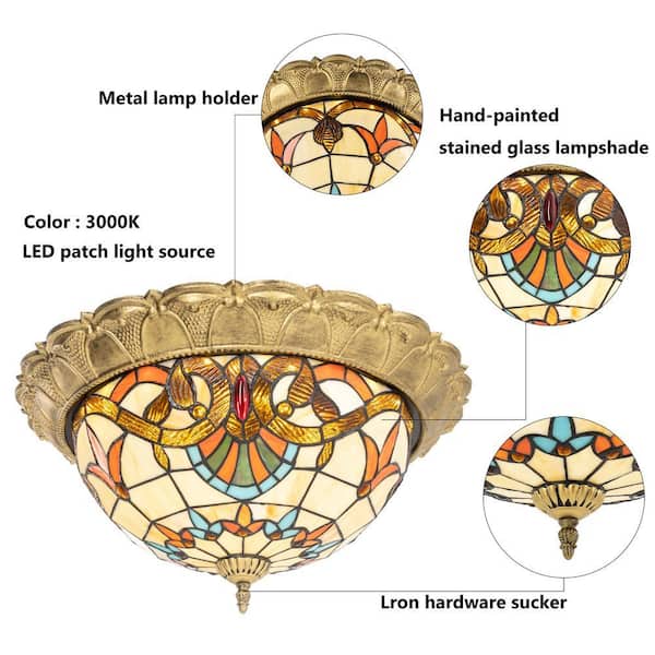 OUKANING 20.47 in. 36-Watt Gold European LED Flush Mount Ceiling