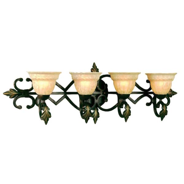 AF Lighting Provencal 4-Light Cashmere Vanity Sconce with Golden Glow Glass Shades