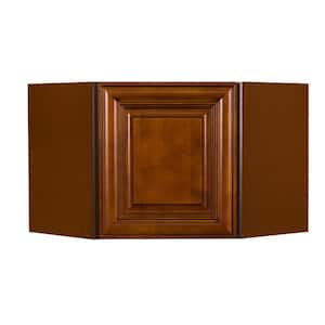 Cambridge Assembled 24 in. x 15 in. x 12 in. Wall Diagonal Cabinet with 1-Door in Chestnut