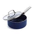 14 Piece Blue Diamond-Infused Nonstick Cookware Set with Glass Lids