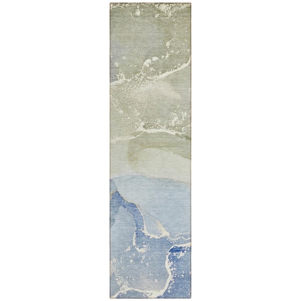 Chantille ACN517 Blue 2 ft. 3 in. x 7 ft. 6 in. Machine Washable Indoor/Outdoor Geometric Runner Rug