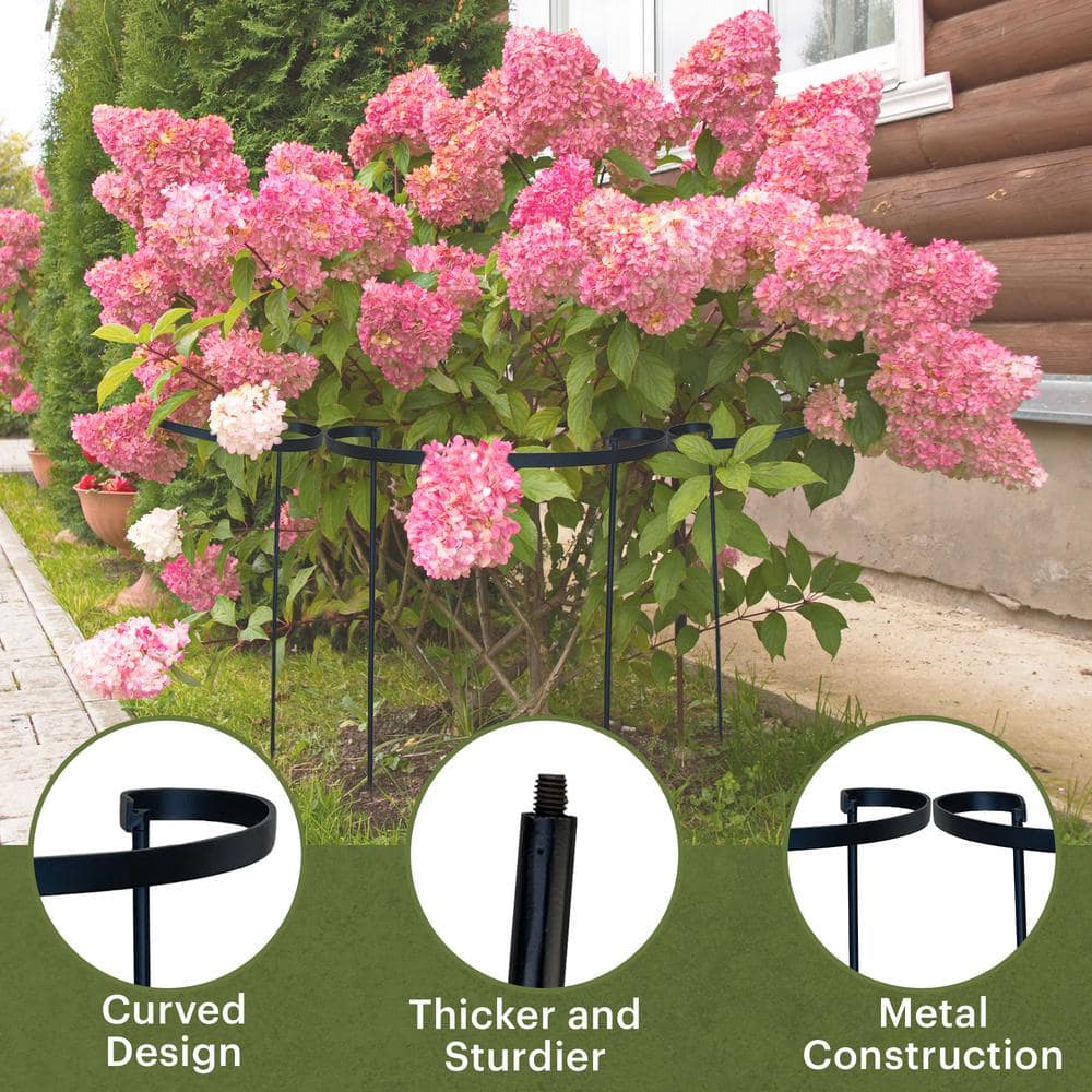 Black Metal Half Round Plant Support Stake, 37" Tall