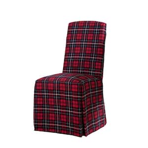 Cove Plaid Cotton Canvas 2-Pack Long Dining Room Parsons Chair Slipcovers