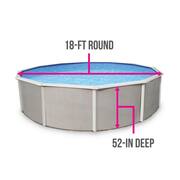 Belize 18 ft. Round x 52 in. Deep Metal Wall Above Ground Pool Package with 6 in. Top Rail