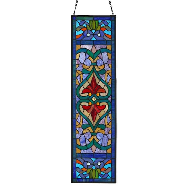 Victorian Stained Glass Fleur De Lis Window Panel
