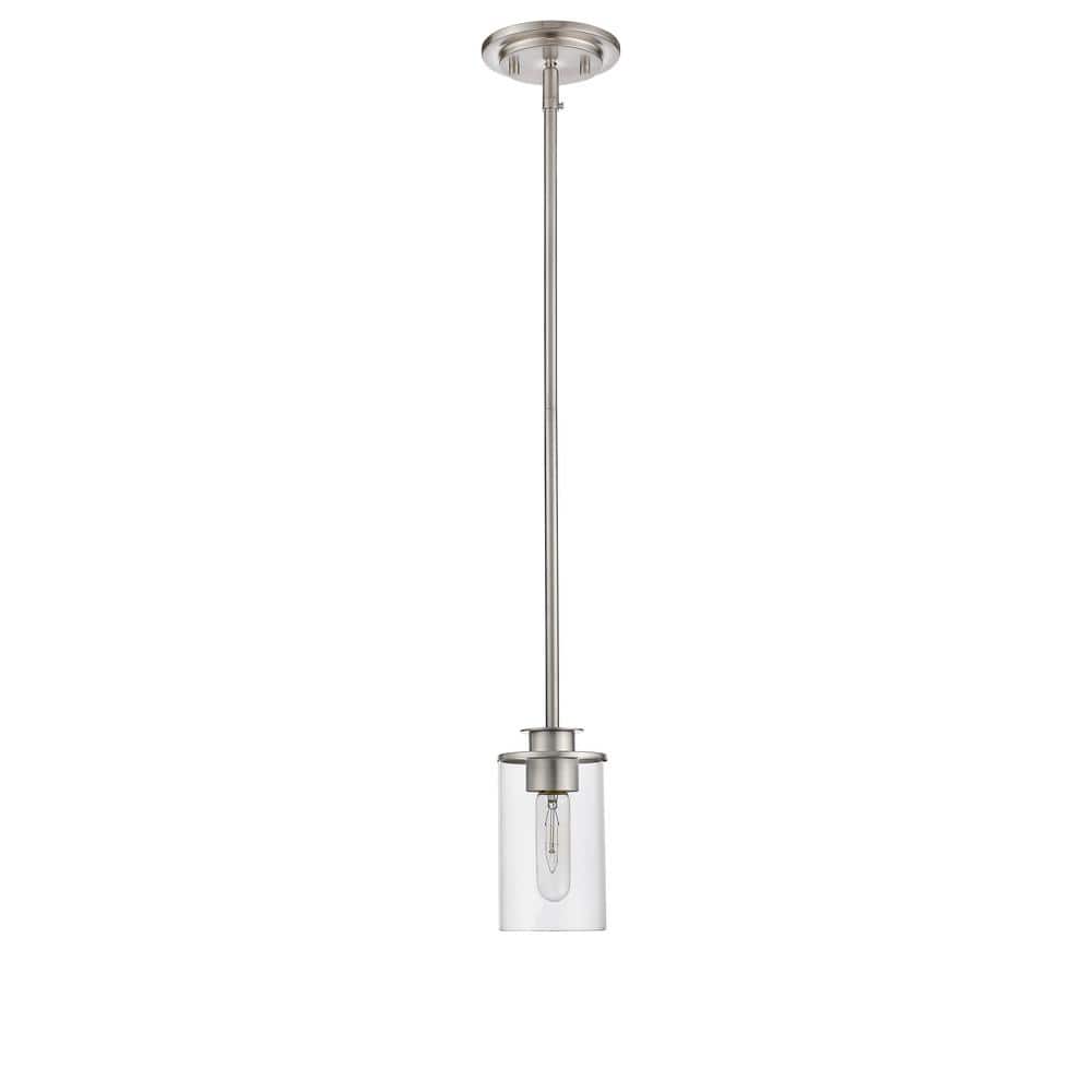 Savannah Brushed Nickel Mini Pendant with Clear Glass Shade