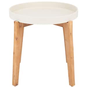 Charlen Natural/Beige Round Wood Outdoor Side Table