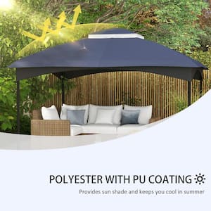 Dark Blue Gazebo Canopy Replacement, 2-Tier Outdoor Gazebo Cover Top Roof with Drainage Holes for 10 ft. x 12 ft. Gazebo