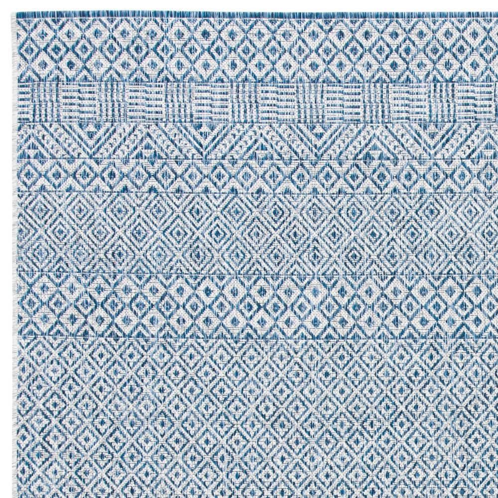 Square Blue Synthetic Non-slip Stain-resistant Area Rug