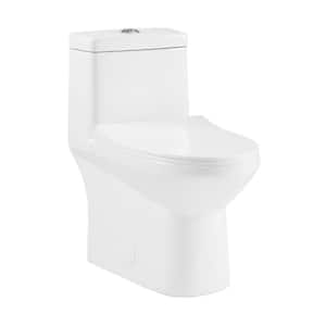 Pierre 1-piece 1.1/1.6 GPF Dual Flush Elongated Toilet in Glossy White Seat Included
