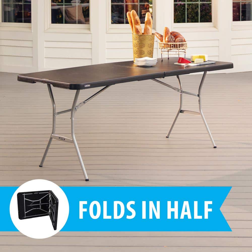 Lifetime 6-Foot Black Fold-In-Half Table with Steel Frame