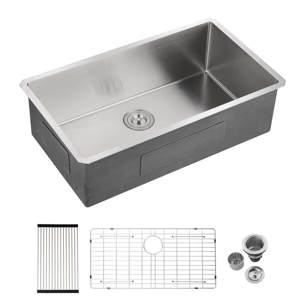 16 Gauge Brushed Nickel Stainless Steel 33 in. Undermount Bar Sink Kitchen Sink price history on PriceWatchPro