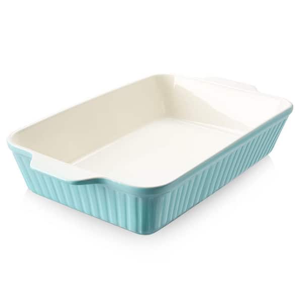 4.2 Qt. Blue Ceramic Casserole Dish, Large Lasagna Pan Deep for Oven, Baking Pan with Handles, Wedding Gift