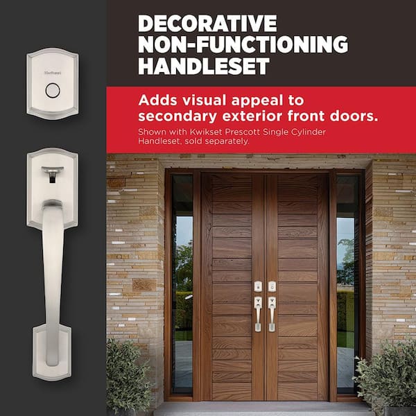 Kwikset Prescott Satin Nickel Double Door Dummy Door Handleset