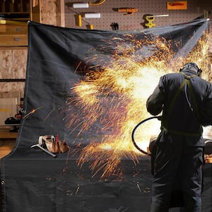 2PCS 6 ft. x 10 ft. Emergency Fire Blanket Fiberglass Heat Resists 1022°F Welding Mat with Carry Bag, Black