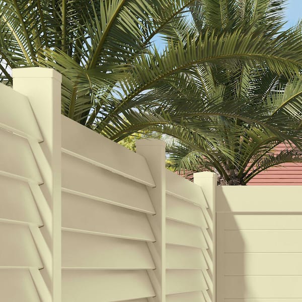 Louvered 6 in. x 6 in. Sand Vinyl New England Fence Post Top