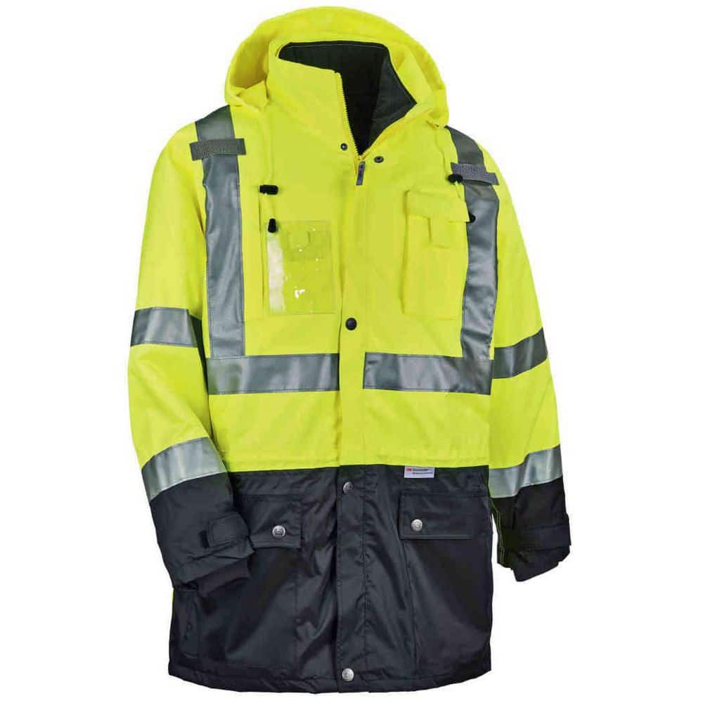 Mens Small Lime Polyester Reflective Thermal Jacket Set