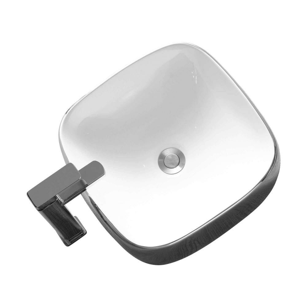 Chrome High Gloss Ceramic Square Vessel Sink