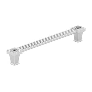 Verona Collection 7 9/16 in. (192 mm) Grooved Chrome Transitional Rectangular Cabinet Bar Pull