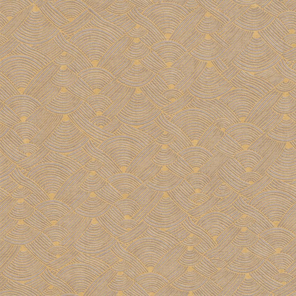 Fusion Collection Geometric Swirl Motif Grey/Yellow Matte Finish Non-Pasted