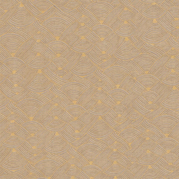 Unbranded Fusion Collection Geometric Swirl Motif Grey/Yellow Matte Finish Non-Pasted Vinyl on Non-woven Wallpaper Roll