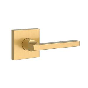 Half Dummy Lifetime Satin Brass Right Hand Square Door Lever with Contemporary Square Rose