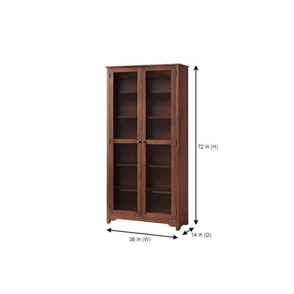 Home Decorators Collection Bradstone 72, Antique Walnut Bookcase With Glass Doors